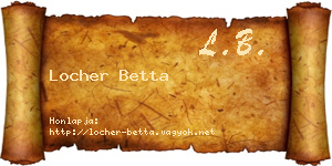 Locher Betta névjegykártya